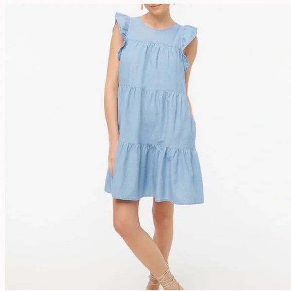 J. Crew Chambray Tiered Dress - Picture 1 of 4